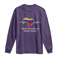 Make Venezuela Great Again Long Sleeve Shirt Patriotic Support Heartbeat Distressed Map Graphic - Wonder Print Shop