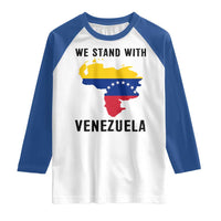 We Stand With Venezuela Raglan Shirt Venezuelan Flag Unity Graphic - Wonder Print Shop