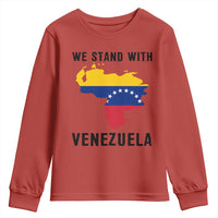 We Stand With Venezuela Youth Sweatshirt Venezuelan Flag Unity Graphic - Wonder Print Shop
