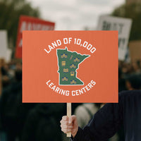 Land of 10000 Learing Centers Funny Minnesota Meme Protest Sign Viral Education Typo Parody