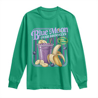 Blue Moon Over Brooklyn Banana Smoothie Aesthetic Long Sleeve Shirt Extra Banana Hockey Romance Retro Style - Wonder Print Shop