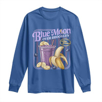 Blue Moon Over Brooklyn Banana Smoothie Aesthetic Long Sleeve Shirt Extra Banana Hockey Romance Retro Style - Wonder Print Shop