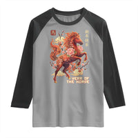Year of the Horse Chinese New Year Raglan Shirt Floral Zodiac Horse Lunar Festival - Wonder Print Shop