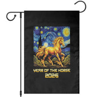 Year of the Horse Starry Night Inspired Graphic Garden Flag Golden Horse Chinese Zodiac Art - Wonder Print Shop
