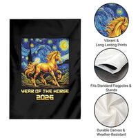 Year of the Horse Starry Night Inspired Graphic Garden Flag Golden Horse Chinese Zodiac Art - Wonder Print Shop