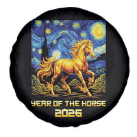 Year of the Horse Starry Night Inspired Graphic Spare Tire Cover Golden Horse Chinese Zodiac Art - Wonder Print Shop