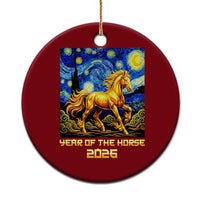 Year of the Horse Starry Night Inspired Graphic Ceramic Ornament Golden Horse Chinese Zodiac Art - Wonder Print Shop