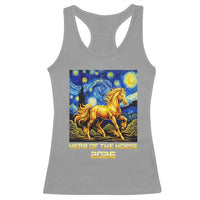 Year of the Horse Starry Night Inspired Graphic Racerback Tank Top Golden Horse Chinese Zodiac Art - Wonder Print Shop