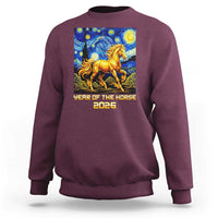 Year of the Horse Starry Night Inspired Graphic Sweatshirt Golden Horse Chinese Zodiac Art - Wonder Print Shop