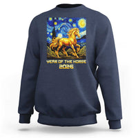 Year of the Horse Starry Night Inspired Graphic Sweatshirt Golden Horse Chinese Zodiac Art - Wonder Print Shop