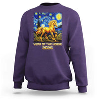 Year of the Horse Starry Night Inspired Graphic Sweatshirt Golden Horse Chinese Zodiac Art - Wonder Print Shop