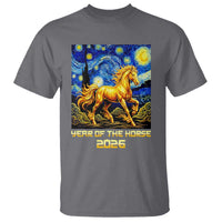 Year of the Horse Starry Night Inspired Graphic T Shirt Golden Horse Chinese Zodiac Art - Wonder Print Shop