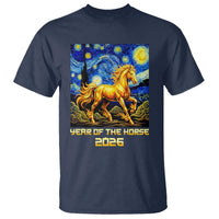 Year of the Horse Starry Night Inspired Graphic T Shirt Golden Horse Chinese Zodiac Art - Wonder Print Shop