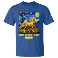 Year of the Horse Starry Night Inspired Graphic T Shirt Golden Horse Chinese Zodiac Art - Wonder Print Shop