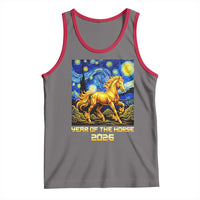 Year of the Horse Starry Night Inspired Graphic Tank Top Golden Horse Chinese Zodiac Art - Wonder Print Shop