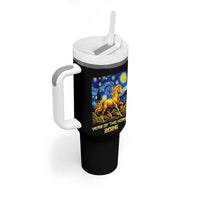 Year of the Horse Starry Night Inspired Graphic Tumbler With Handle Golden Horse Chinese Zodiac Art - Wonder Print Shop