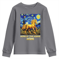 Year of the Horse Starry Night Inspired Graphic Youth Sweatshirt Golden Horse Chinese Zodiac Art - Wonder Print Shop
