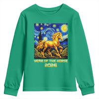 Year of the Horse Starry Night Inspired Graphic Youth Sweatshirt Golden Horse Chinese Zodiac Art - Wonder Print Shop