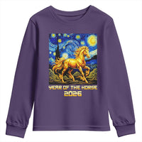 Year of the Horse Starry Night Inspired Graphic Youth Sweatshirt Golden Horse Chinese Zodiac Art - Wonder Print Shop