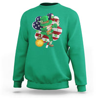 Cute St. Patricks Day Sweatshirt Dabbing Leperchaun American Flag Shamrock - Wonder Print Shop