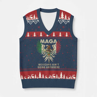 Mexicans Ain't Going Anywhere V-Neck Knit Sweater Vest Eagle Mexico Flag Retro Vintage - Wonder Print Shop