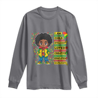 I Am Black Child Long Sleeve Shirt Afro Boy African American Pride Black History Month