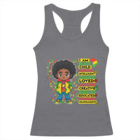 I Am Black Child Racerback Tank Top Afro Boy African American Pride Black History Month