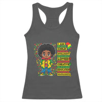 I Am Black Child Racerback Tank Top Afro Boy African American Pride Black History Month