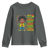 I Am Black Child Youth Sweatshirt Afro Boy African American Pride Black History Month