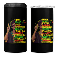I Am Black Woman 4 in 1 Can Cooler Tumbler Afro African American Pride Black History Month
