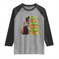 I Am Black Woman Raglan Shirt Afro African American Pride Black History Month