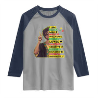 I Am Black Woman Raglan Shirt Afro African American Pride Black History Month