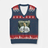 Funny JD Vance Interview Meme V-Neck Knit Sweater Vest I Don't Really Care Margaret - Wonder Print Shop