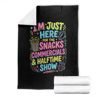 I'm Just Here for The Snacks Commercials Halftime Show Throw Blanket Funny Game Day Neon Style