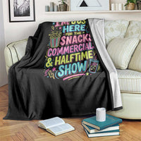I'm Just Here for The Snacks Commercials Halftime Show Throw Blanket Funny Game Day Neon Style