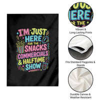 I'm Just Here for The Snacks Commercials Halftime Show Garden Flag Funny Game Day Neon Style
