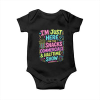 I'm Just Here for The Snacks Commercials Halftime Show Baby Onesie Funny Game Day Neon Style
