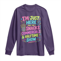 I'm Just Here for The Snacks Commercials Halftime Show Long Sleeve Shirt Funny Game Day Neon Style