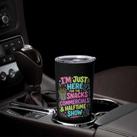 I'm Just Here for The Snacks Commercials Halftime Show Tumbler Cup Funny Game Day Neon Style
