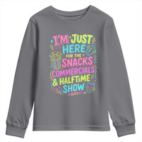 I'm Just Here for The Snacks Commercials Halftime Show Youth Sweatshirt Funny Game Day Neon Style