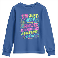 I'm Just Here for The Snacks Commercials Halftime Show Youth Sweatshirt Funny Game Day Neon Style