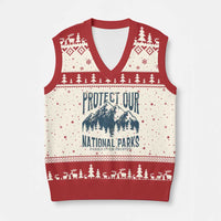 Protect Our National Parks V-Neck Knit Sweater Vest Retro Mountain Nature Graphic - Wonder Print Shop