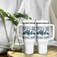 Protect Our National Parks Tumbler With Handle Retro Mountain Nature Graphic