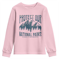 Protect Our National Parks Youth Sweatshirt Retro Mountain Nature Graphic