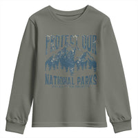 Protect Our National Parks Youth Sweatshirt Retro Mountain Nature Graphic