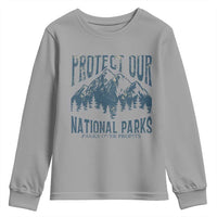 Protect Our National Parks Youth Sweatshirt Retro Mountain Nature Graphic