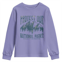 Protect Our National Parks Youth Sweatshirt Retro Mountain Nature Graphic
