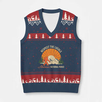 Respect The Locals V-Neck Knit Sweater Vest America's National Parks Vintage Bigfoot - Wonder Print Shop