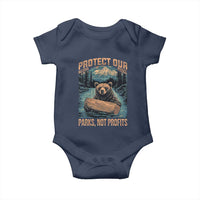 Protect Our National Parks Baby Onesie Parks Not Profits Bear Retro Graphic