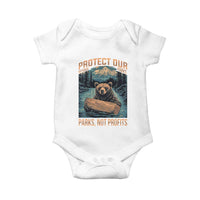 Protect Our National Parks Baby Onesie Parks Not Profits Bear Retro Graphic